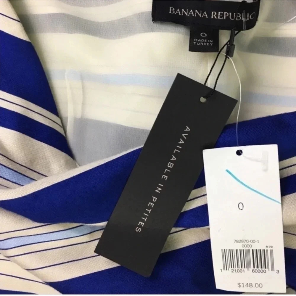 New Banana republic one shoulder large bow striped print dress satin party chic - Picture 5 of 8